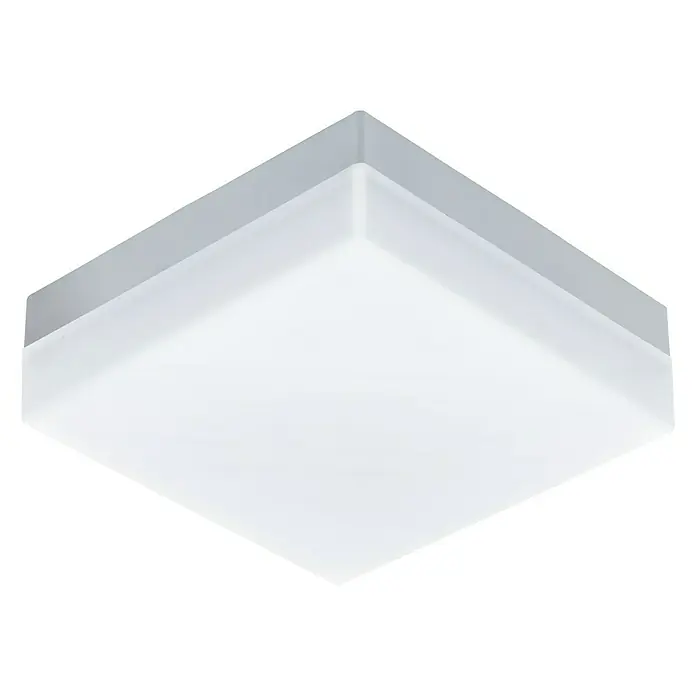 Eglo Aplique exterior LED Sonella - 8,2 W, 70 x 215 x 215 mm, Blanco, IP44 - Plafón LED cuadrado con marco gris y luz blanca difusa para una iluminación uniforme.