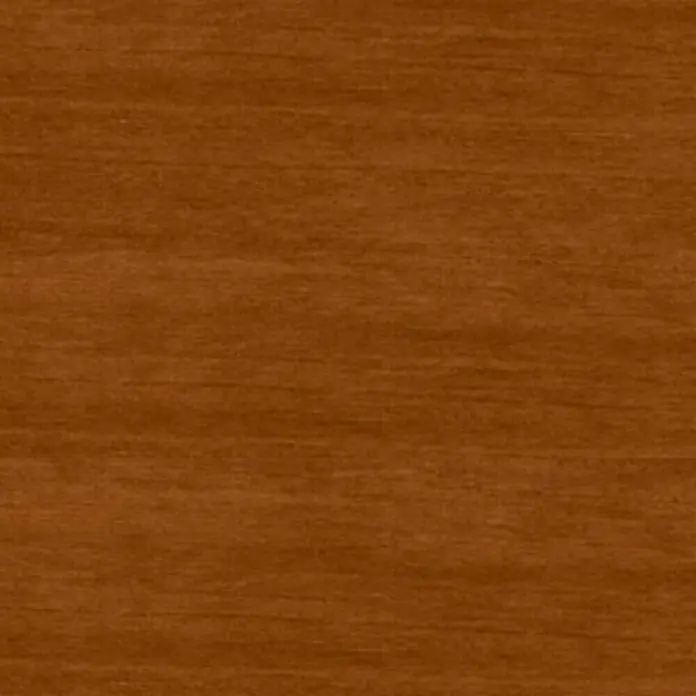 Bondex Holzöl - Rotbraun, 750 ml - Nahaufnahme einer glatten, polierten Holzoberfläche mit warmer, rötlich-brauner Farbe und feiner Maserung.