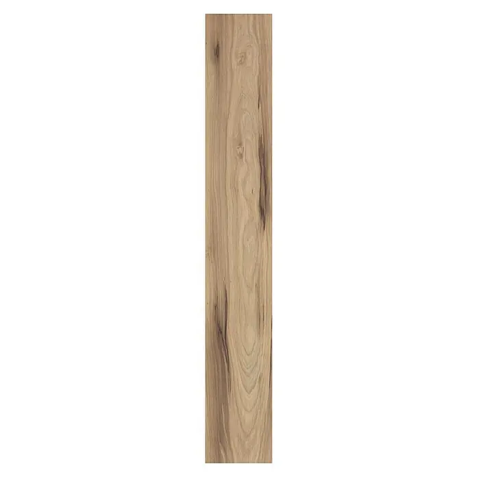 LOGOCLIC Family Laminatmuster Buche Varese297 x 192 x 7 mm, Landhausdiele - Detailaufnahme einer Holzoberfläche mit Maserung. Die natürliche Schönheit und die warmen Farbtöne des Holzes werden hervorgehoben.