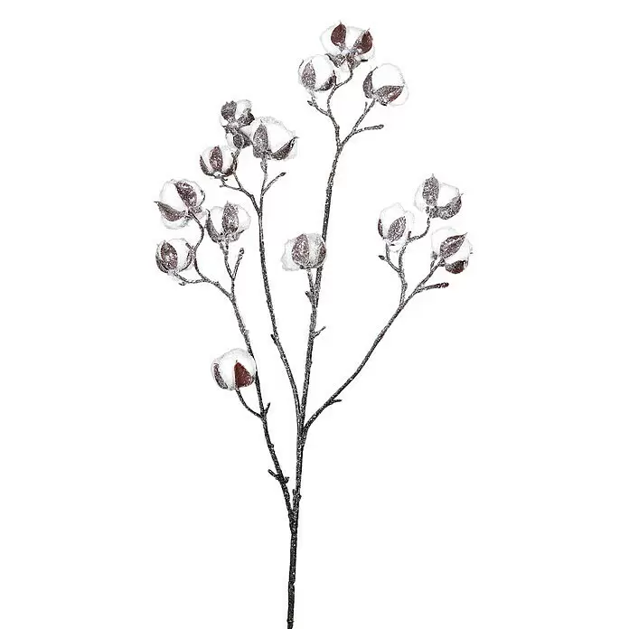 Kunstblume Baumwolle - Weiß, 85 cm - Detailaufnahme