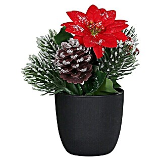 Kunstblume Poinsettia (15 cm, Rot)