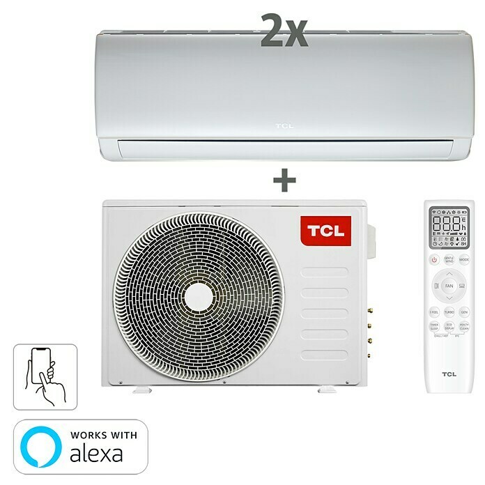 TCL Inverter-Klimasplitgerät Multi Split Duo (Max. Kühlleistung je Gerät in BTU/h: 9.000 BTU/h, Max. Heizleistung je Gerät in BTU/h: 9.000 BTU/h, Passend für: 2 Räume bis jeweils 26 m²)