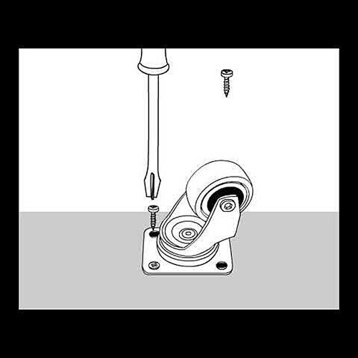 Wagner System Design-Lenkrolle (Durchmesser Rollen: 75 mm, Traglast: 75 kg, Mit Platte und Feststeller, Weiß) | BAUHAUS