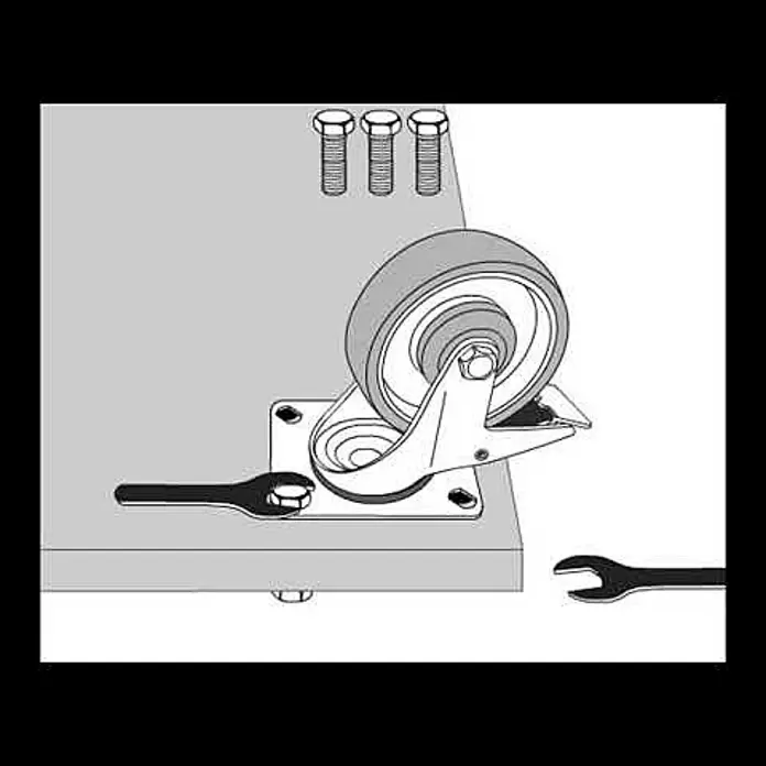 Wagner System Transportgeräte-Lenkrolle - Durchmesser Rollen: 125 mm, Traglast: 300 kg, Kugellager, Mit Platte und Feststeller - 04 0225 01