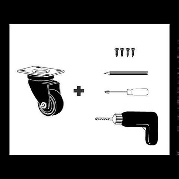 Wagner System Design-Lenkrolle - Durchmesser Rollen: 75 mm, Traglast: 75 kg, Mit Platte und Feststeller, Schwarz - 01 2277 01