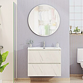 Conjunto de mueble de baño Kira (80 cm, Blanco piedra, 3 pzs.)