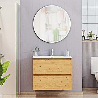 Conjunto de mueble de baño Kira (80 cm, Pino, Efecto madera, 3 pzs.)