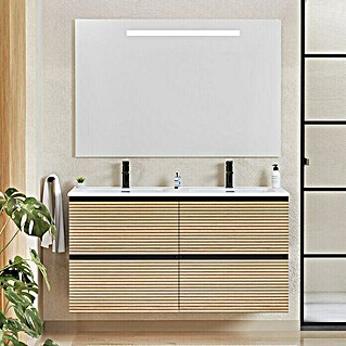 Conjunto de mueble de baño Osaka (120 cm, Negro/Nogal, 3 pzs.)