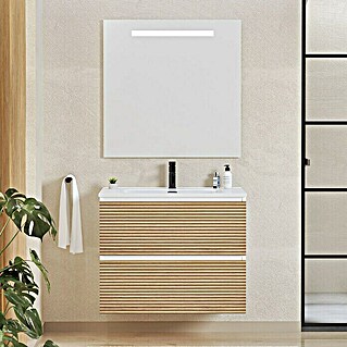 Conjunto de mueble de baño Osaka (80 cm, Blanco/Nogal, 3 pzs.)