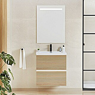 Conjunto de mueble de baño Osaka (60 cm, Blanco/Nogal, 3 pzs.)