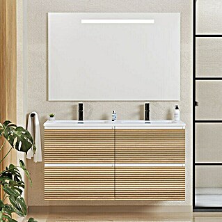 Conjunto de mueble de baño Osaka (120 cm, Blanco/Nogal, 3 pzs.)