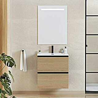 Conjunto de mueble de baño Osaka (60 cm, Negro/Nogal, 3 pzs.)