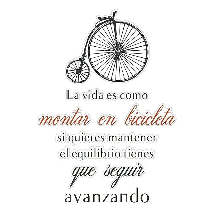 Adhesivos decorativos La vida es - Motivación, Negro/Rojo - Elegante imagen con un velocípedo y una cita inspiradora sobre el ciclismo como metáfora de la vida.