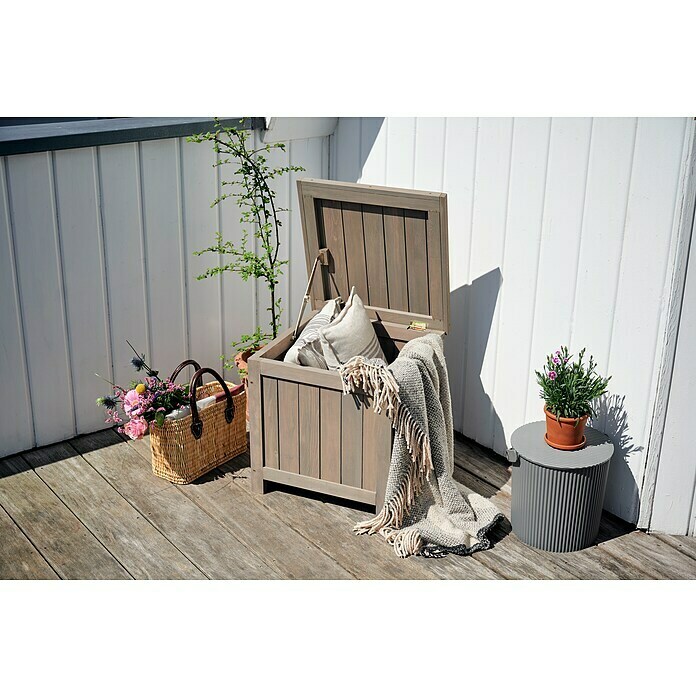 Butenkist Garten-Aufbewahrungsbox HILLE (L x B x H: 45 x 45 x 45 cm, Warm Grey, Holz) | BAUHAUS