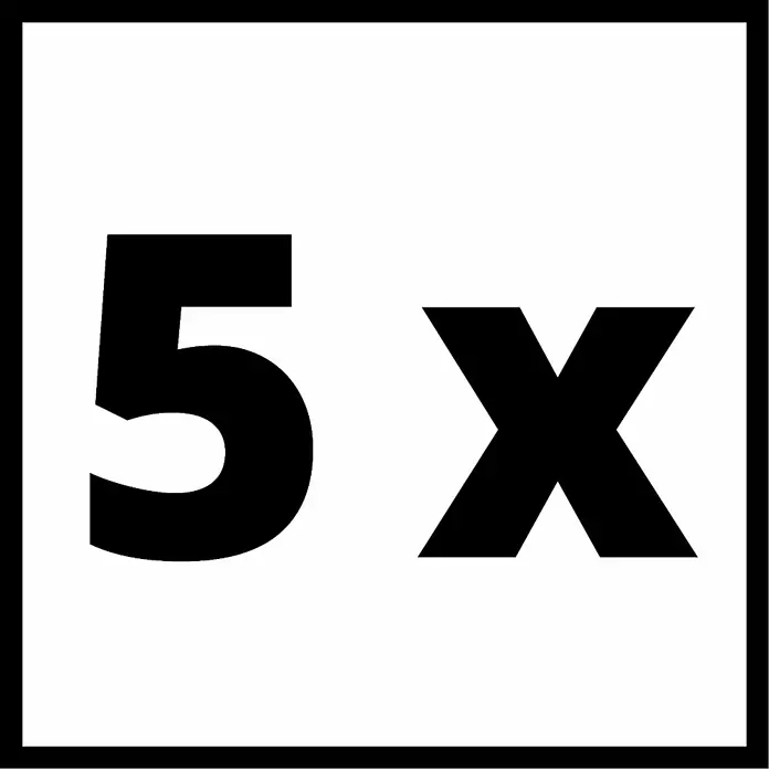 Einhell Schaumstofffilter - 5 Stk., Passend für: Einhell Nass-Trockensauger TE-VC 18/10 Li-Solo - Schwarz-weißes Bild mit einem großen "5x" in fetter Schrift, umrandet von einem schwarzen Rahmen.