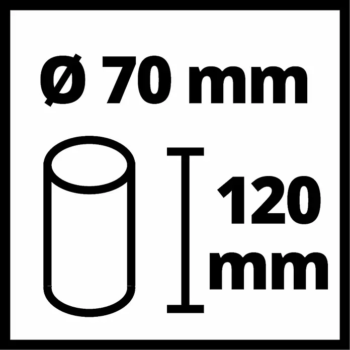 Einhell Schaumstofffilter - 5 Stk., Passend für: Einhell Nass-Trockensauger TE-VC 18/10 Li-Solo - Symbol, das die Abmessungen eines zylindrischen Produkts mit einem Durchmesser von 70 mm und einer Höhe von 120 mm angibt.