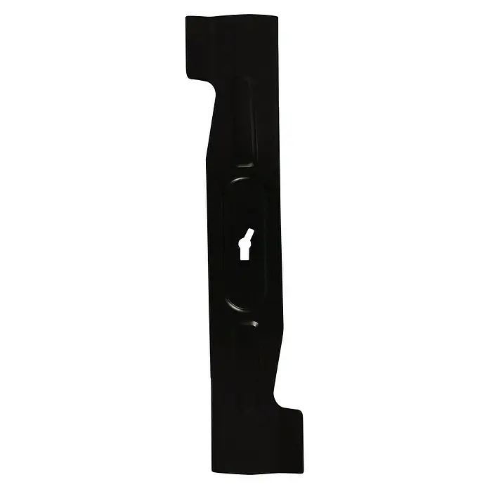 Einhell Ersatzmesser - Passend für: Einhell Rasenmäher GE-CM 18/30 Li - Das Bild zeigt ein schwarzes Rasenmähermesser mit einer zentralen Öffnung zur Befestigung, ideal für den Austausch einer alten Klinge.