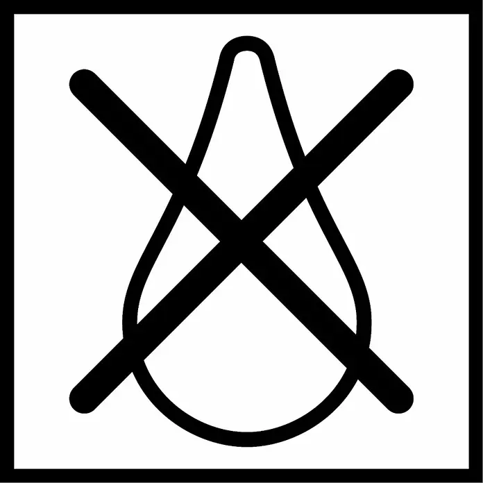 Einhell Staubbeutel - 5 Stk. - Wäschetrockner-Symbol: Nicht im Wäschetrockner trocknen. Das Symbol zeigt einen durchgestrichenen Tropfen in einem Quadrat.