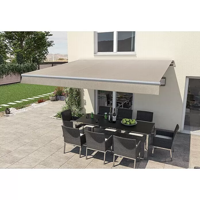 Solid Elements Gelenkarmmarkise Berlin solar - Beige/Grau, Breite: 3 m, Ausfall: 2 m - Stimmungsaufnahme