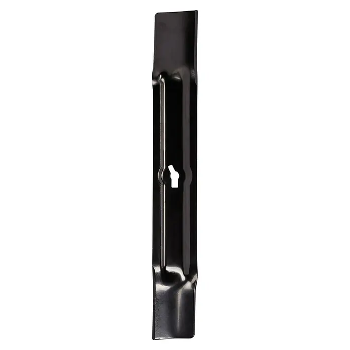 Einhell Ersatzmesser für Rasenmäher - Passend für: Einhell Rasenmäher GE-CM 18/33 Li, 36/33 Li und 36/34 Li - Nahaufnahme eines glänzenden, metallischen Rasenmähermessers mit zentralem Montageloch.