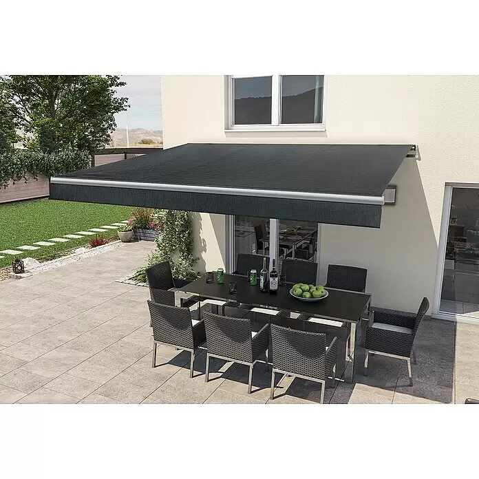 Solid Elements Gelenkarmmarkise Berlin solar - Anthrazit, Breite: 4 m, Ausfall: 2,5 m - Stimmungsaufnahme