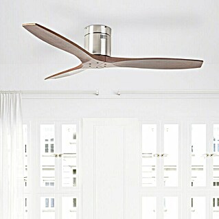 Leds-C4 Deckenventilator (137 cm, Nickel satiniert, Holz Dunkel, 36 W, AC)