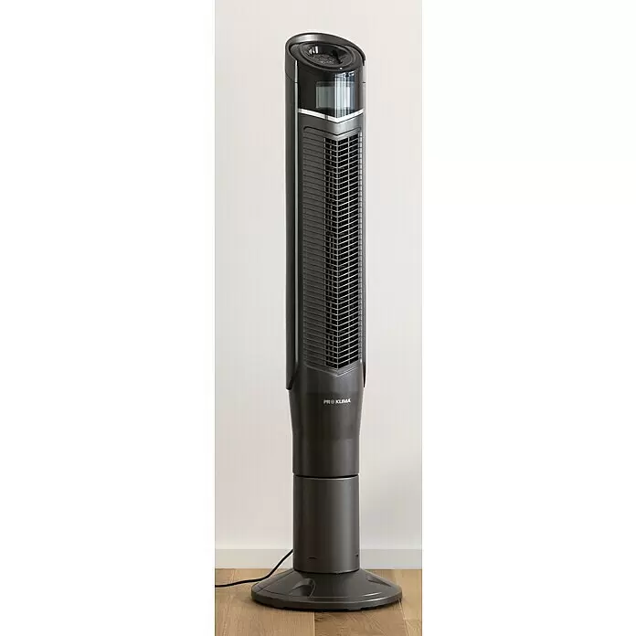 Voltomat Turmventilator - Schwarz, 132 cm - Dunkelgrauer Turmventilator mit Frontgitter und oberen Bedienelementen.