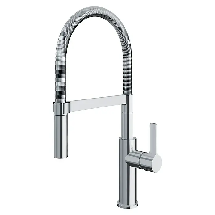 Camargue Frost Spültischarmatur - Chrom - Ein moderner Küchenhahn mit einem spiralförmigen Auslauf und einem eleganten Griff, perfekt für jede moderne Küche.