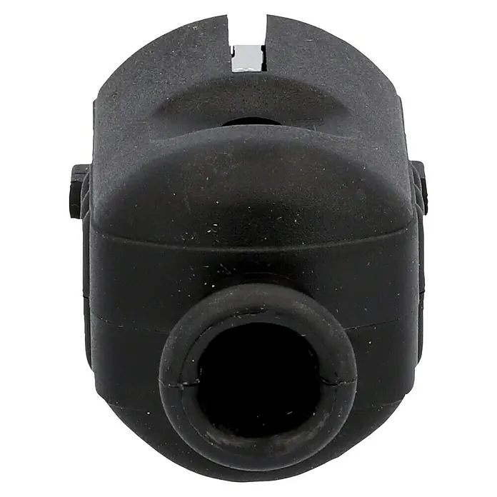 UniTEC Schutzkontaktstecker - Schwarz, 250 V - Nahaufnahme eines schwarzen Zündkerzensteckers, der für eine optimale Zündleistung sorgt. Unverzichtbares Autoteil.