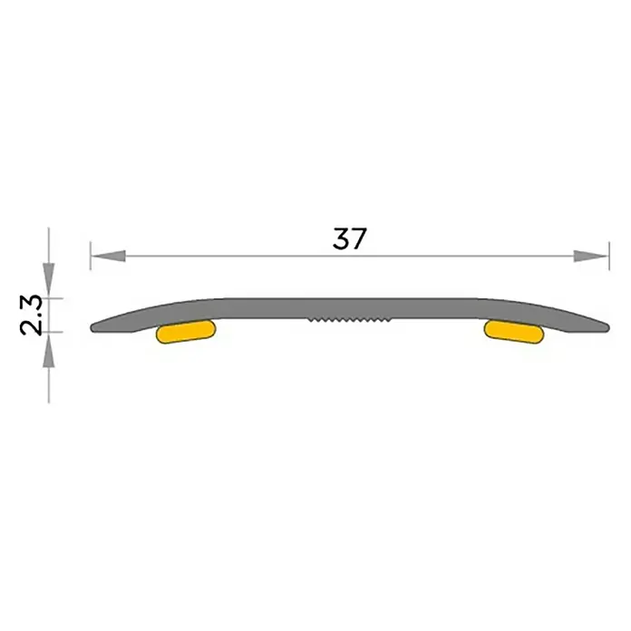 Baglinox Junta de transición E5 Roble - 37 mm x 90 cm, Pegado - Imagen de un perfil de suelo con dimensiones de 37 x 2,3 cm, ideal para cubrir transiciones y prevenir riesgos de tropiezo.