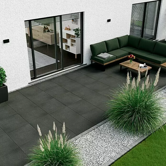 Terrassenfliese Basalt 2.0 - 59,7 x 59,7 x 2 cm, Basaltgrau, Matt - Stimmungsaufnahme