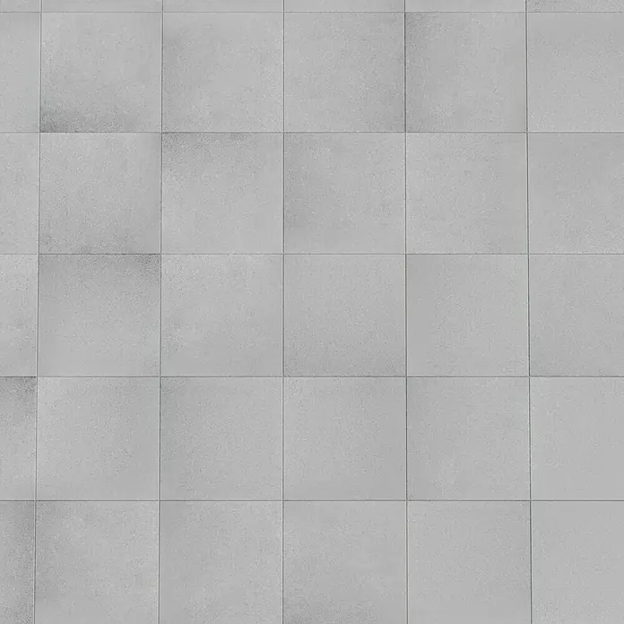 Terrassenplatte Titanio Glatt - 40 x 40 x 4 cm, Grau, Beton - Nahtloses Muster aus grauen Bodenfliesen, ideal für moderne Innenarchitektur. Perfekt für Küchen und Bäder, bietet diese Fliese eine stilvolle Oberfläche.