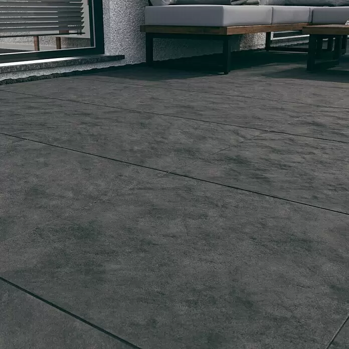 Terrassenfliese Atakama - 59,3 x 59,3 x 2 cm, Grau, Matt - Stimmungsaufnahme