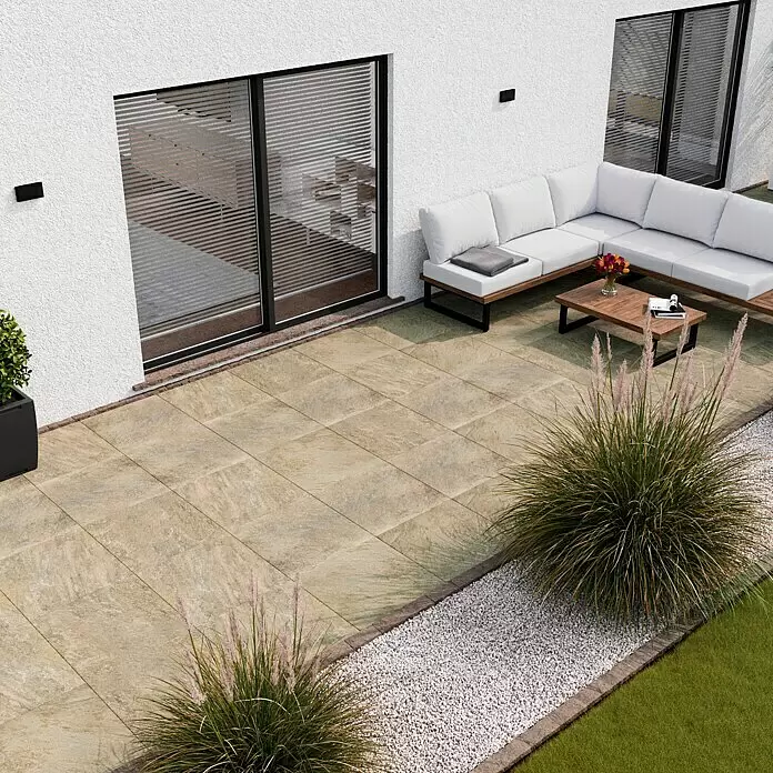 Atlas Concorde Solution Regent Terrassenfliese Ivory - 60 x 60 x 2 cm, Beige/Braun, Matt - Stimmungsaufnahme