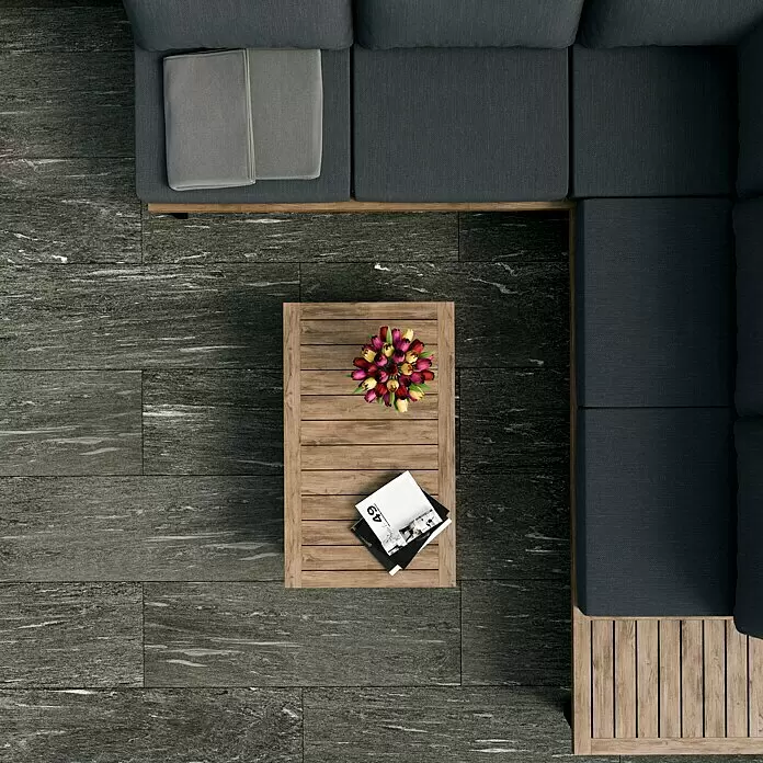 Marazzi Terrassenfliese Esterno 20T Davos - 40 x 120 x 2 cm, Anthrazit, Matt - Stimmungsaufnahme