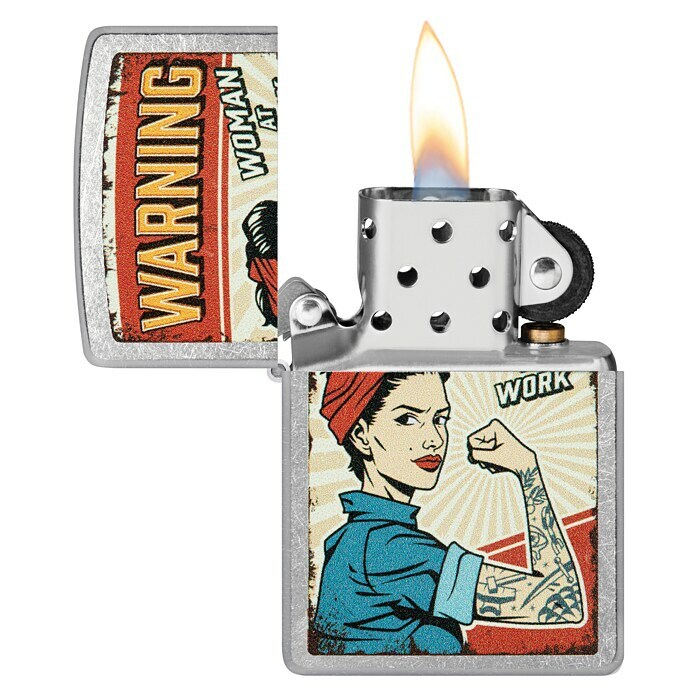 Zippo Sturmfeuerzeug Classic Street Chrome™ (Woman at Work) | BAUHAUS