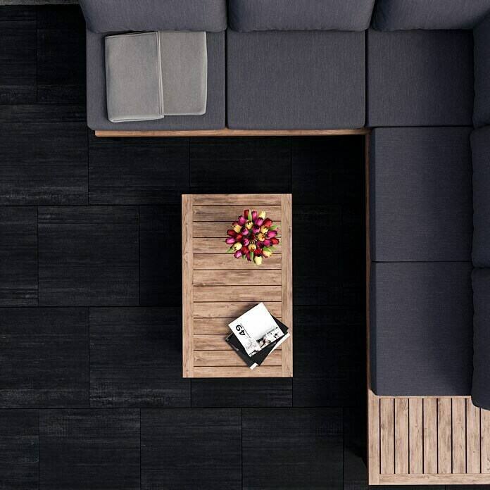 Terrassenfliese Garden Black Struktur (59,7 x 59,7 x 2 cm, Schwarz, Matt) | BAUHAUS