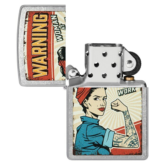 Zippo Sturmfeuerzeug Classic Street Chrome™ (Woman at Work) | BAUHAUS