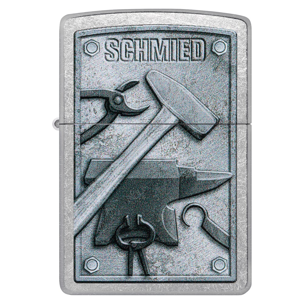 Made In USA Zippo Sturmfeuerzeug - Compass, Brushed Chrome, Emblem - Nachfüllbar Sturmfeuerzeug Windfest