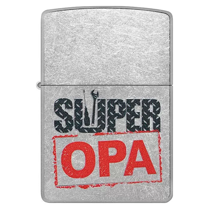 Zippo Sturmfeuerzeug Classic Street Chrome™ - Super Opa - Vorderansicht