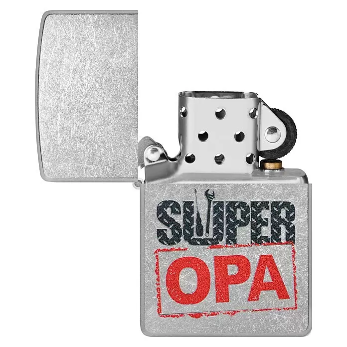 Zippo Sturmfeuerzeug Classic Street Chrome™ - Super Opa - Vorderansicht