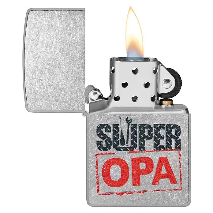 Zippo Sturmfeuerzeug Classic Street Chrome™ - Super Opa - Vorderansicht