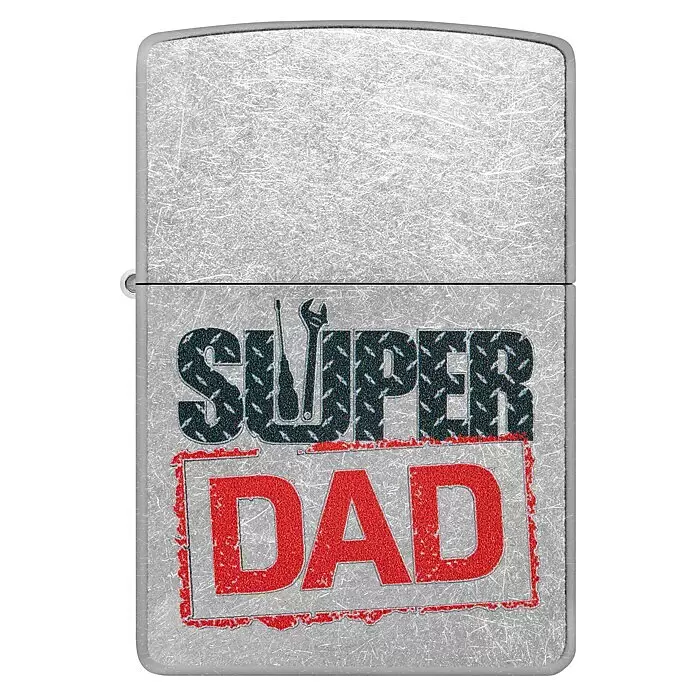 Zippo Sturmfeuerzeug Classic Street Chrome™ - Super Dad - Vorderansicht
