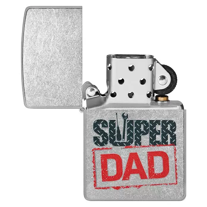 Zippo Sturmfeuerzeug Classic Street Chrome™ - Super Dad - Vorderansicht