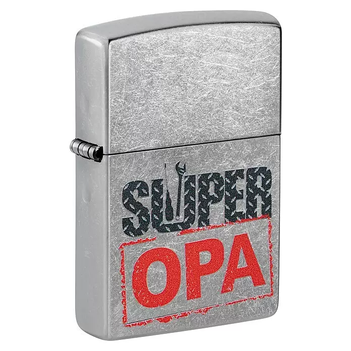 Zippo Sturmfeuerzeug Classic Street Chrome™ - Super Opa - Diagonale Ansicht