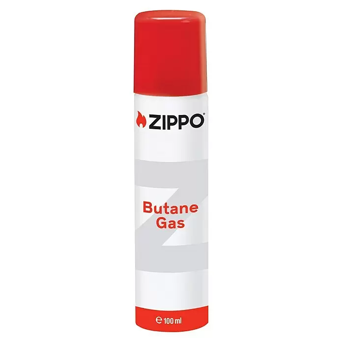 Zippo Gas-Nachfüllkartusche - 100 ml, Passend für: Gas-Feuerzeuge - Zippo 100ml Butangas-Nachfüllflasche, weiß mit rotem Deckel und Boden.
