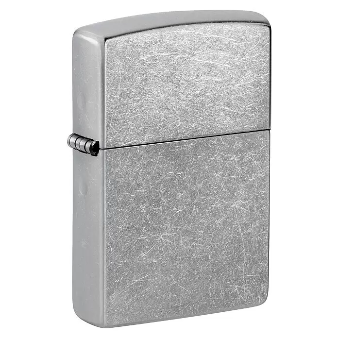 Zippo Sturmfeuerzeug Classic Street Chrome™ - Ohne - Zerkratztes, silbernes Zippo-Feuerzeug mit Klappdeckel. Robustes, klassisches Design.