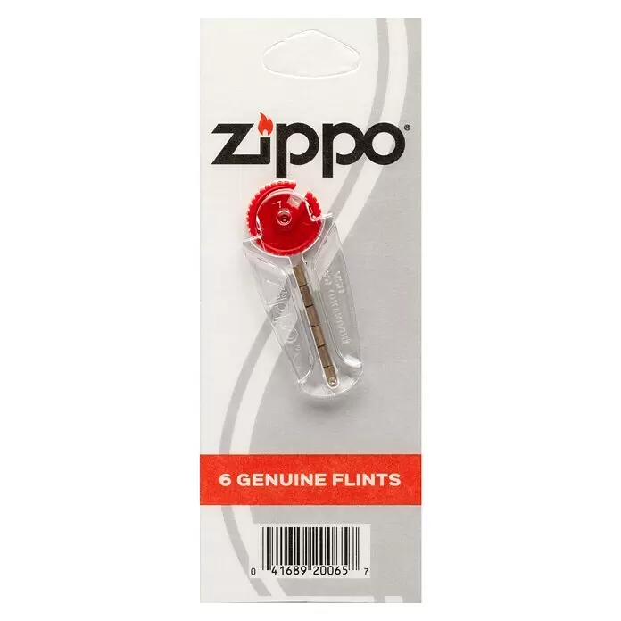 Zippo Feuerstein - Passend für: Zippo Sturmfeuerzeuge Classic Street Chrome™ - Zippo 6 Original-Feuersteine in klarer Verpackung mit rotem Spender.