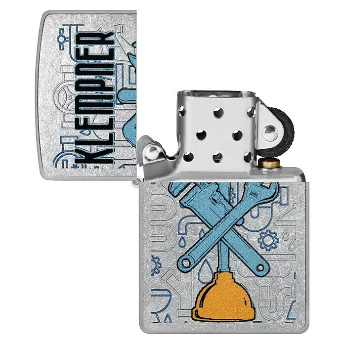 Zippo Sturmfeuerzeug Classic Street Chrome™ - Klempner, Mehrfarbig - Vorderansicht