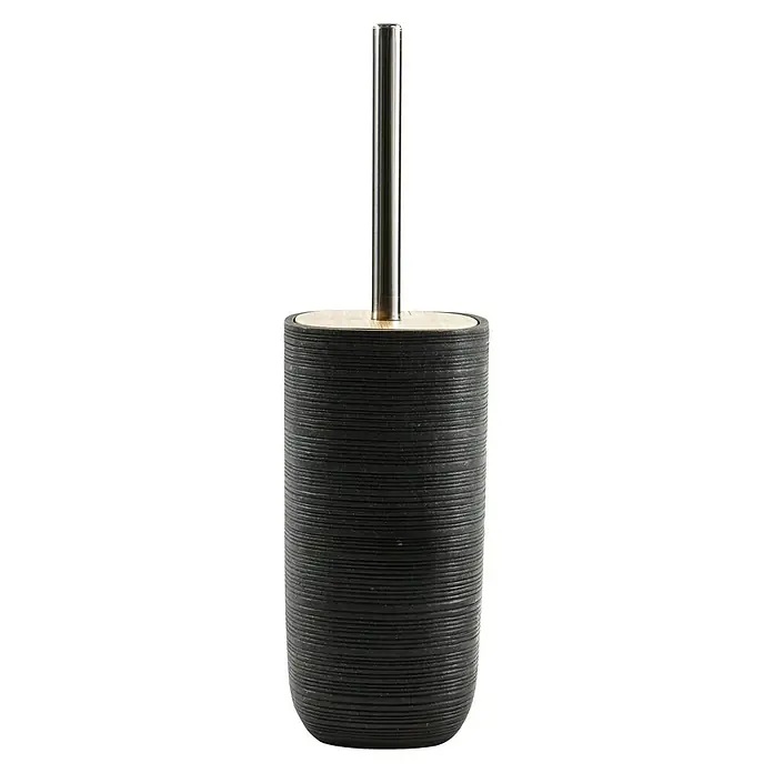 Bath Stage B-Kubic Escobillero - Poliresina, Negro - Elegante escobilla de baño con soporte en negro y plata. Ideal para cualquier baño, ofreciendo funcionalidad con diseño elegante.